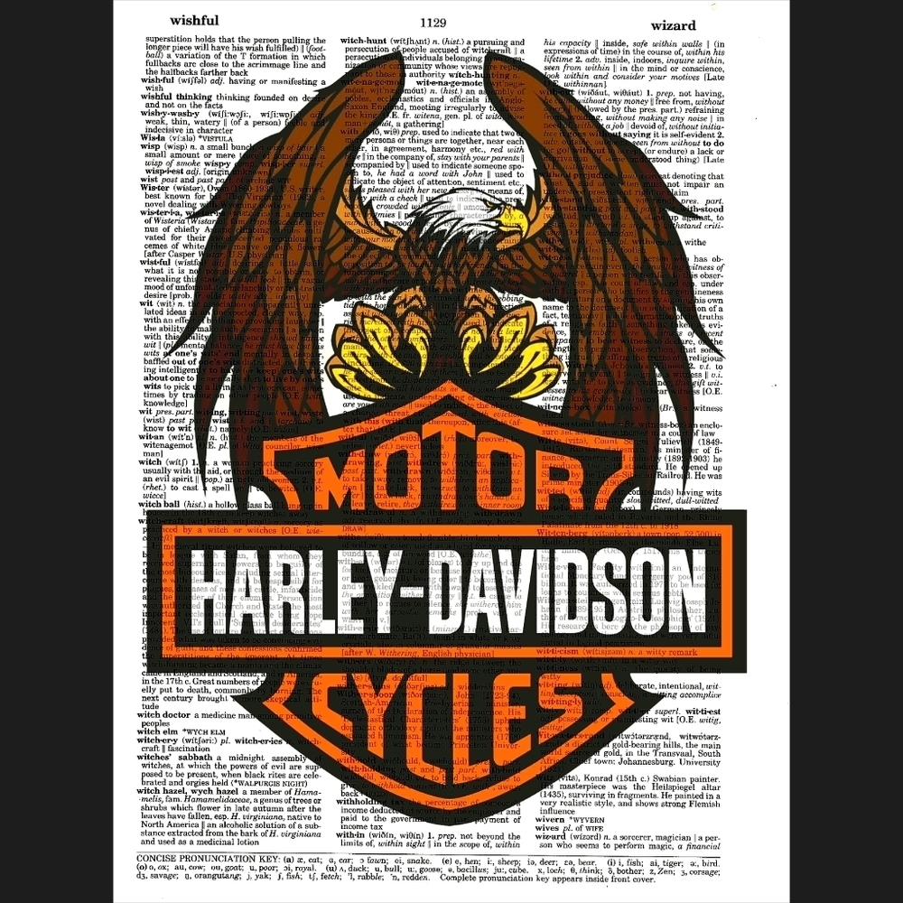 Harley Davidson Motorcycle Dictionary Art Print